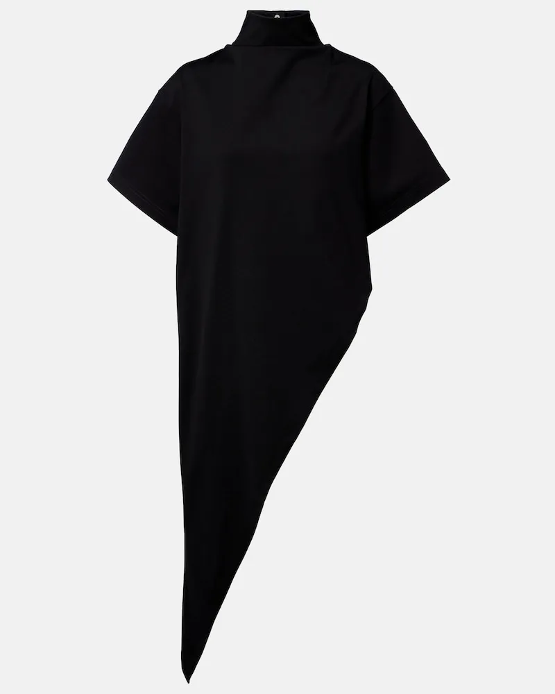 Alaïa Alaïa Asymmetrisches T-Shirt aus Baumwoll-Jersey Schwarz