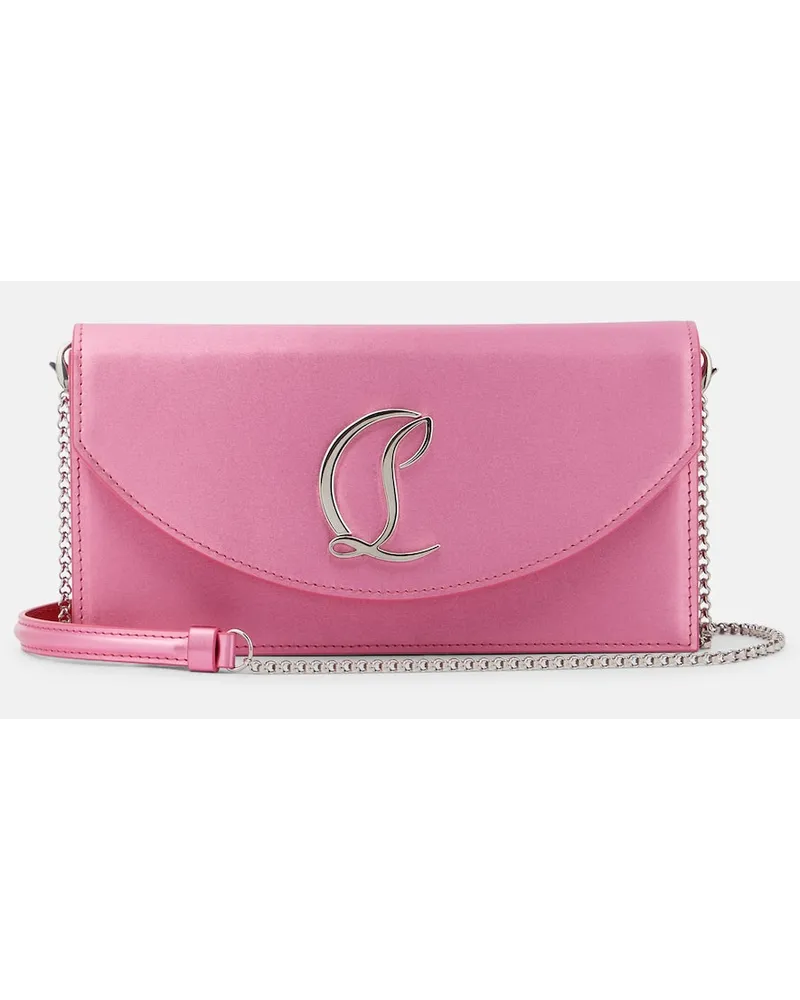 Christian Louboutin Clutch Loubi54 Small aus Seide Silber