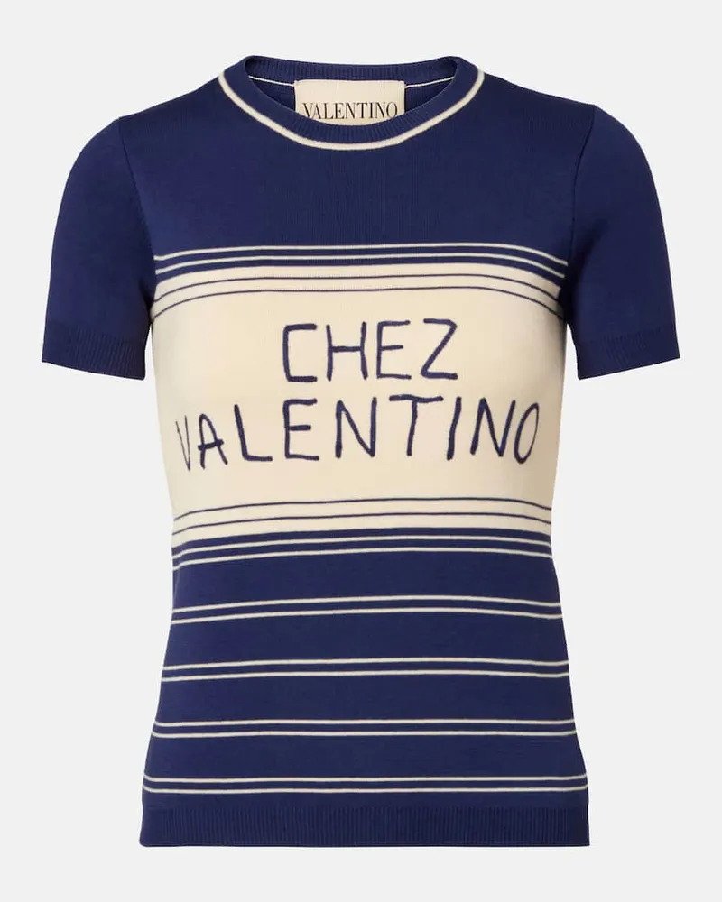 Valentino Garavani T-Shirt Chez Valentino aus Baumwolle Blau