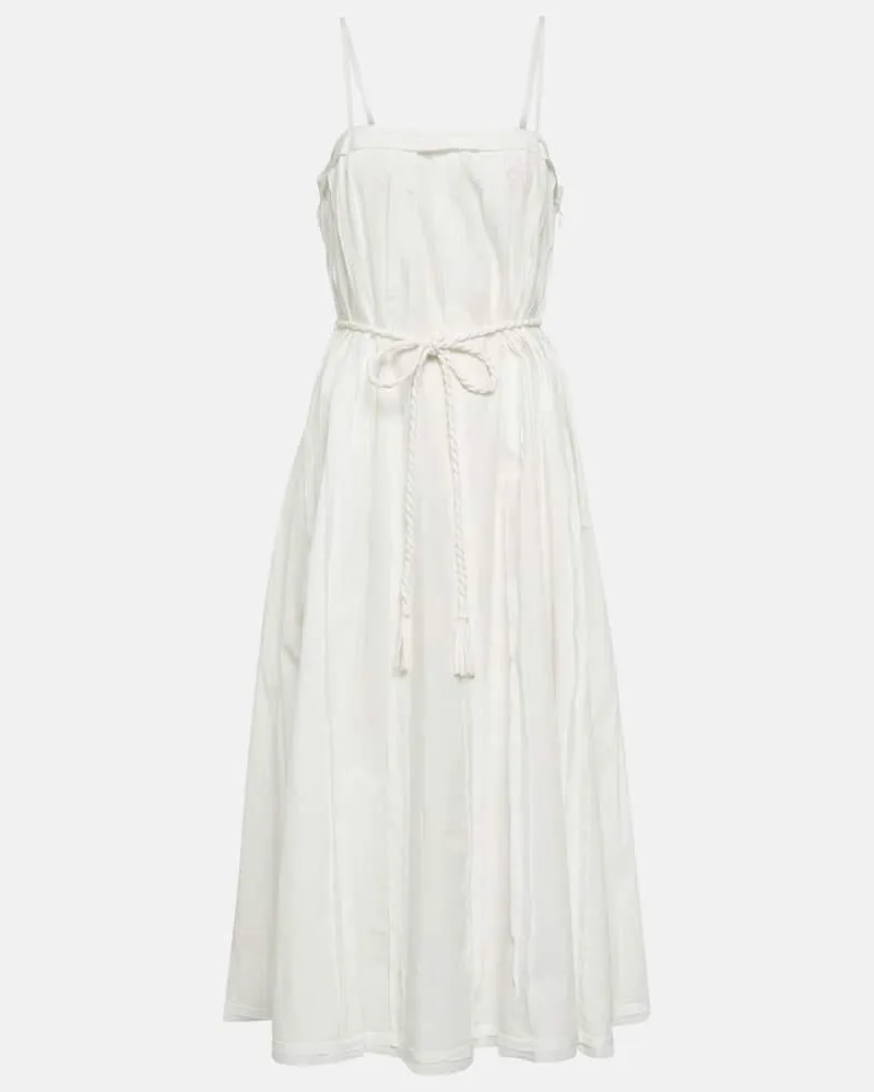 Ulla Johnson Midikleid Leela aus Baumwollpopeline Weiß