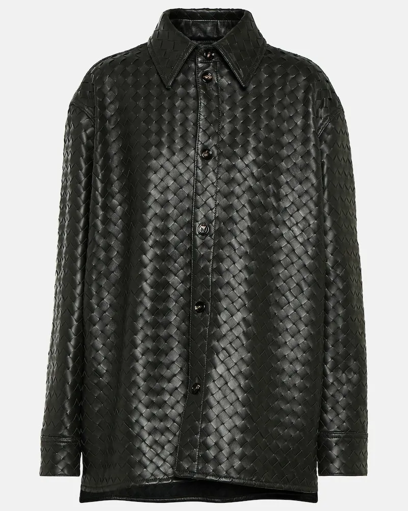 Bottega Veneta Hemd Intrecciato aus Leder Grün