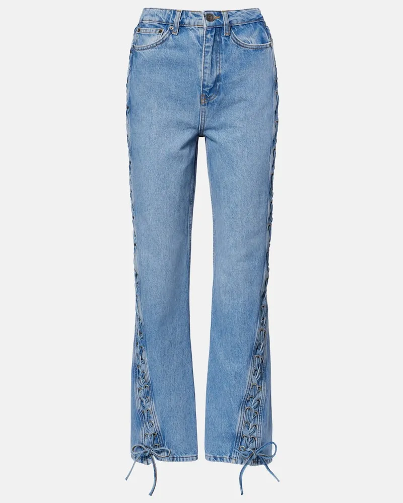 ROTATE Birger Christensen High-Rise Flared Jeans Blau