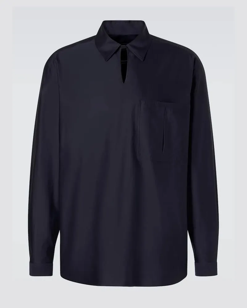 Giorgio Armani Hemd aus Baumwolle und Seide Blau