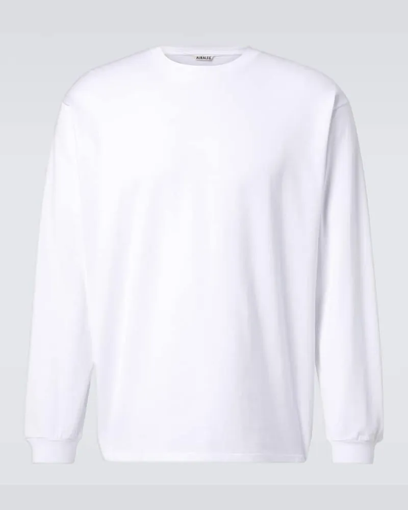 AURALEE T-Shirt Luster Plaiting aus Baumwolle Weiß