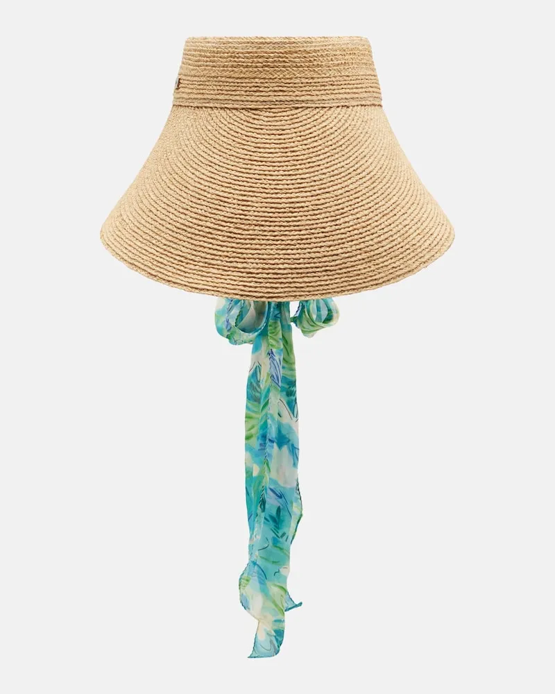 Chloé Chloé Visor aus Raffiabast mit Seide Multicolor