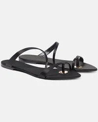 Saint Laurent Sandalen Tanger aus Satin Schwarz