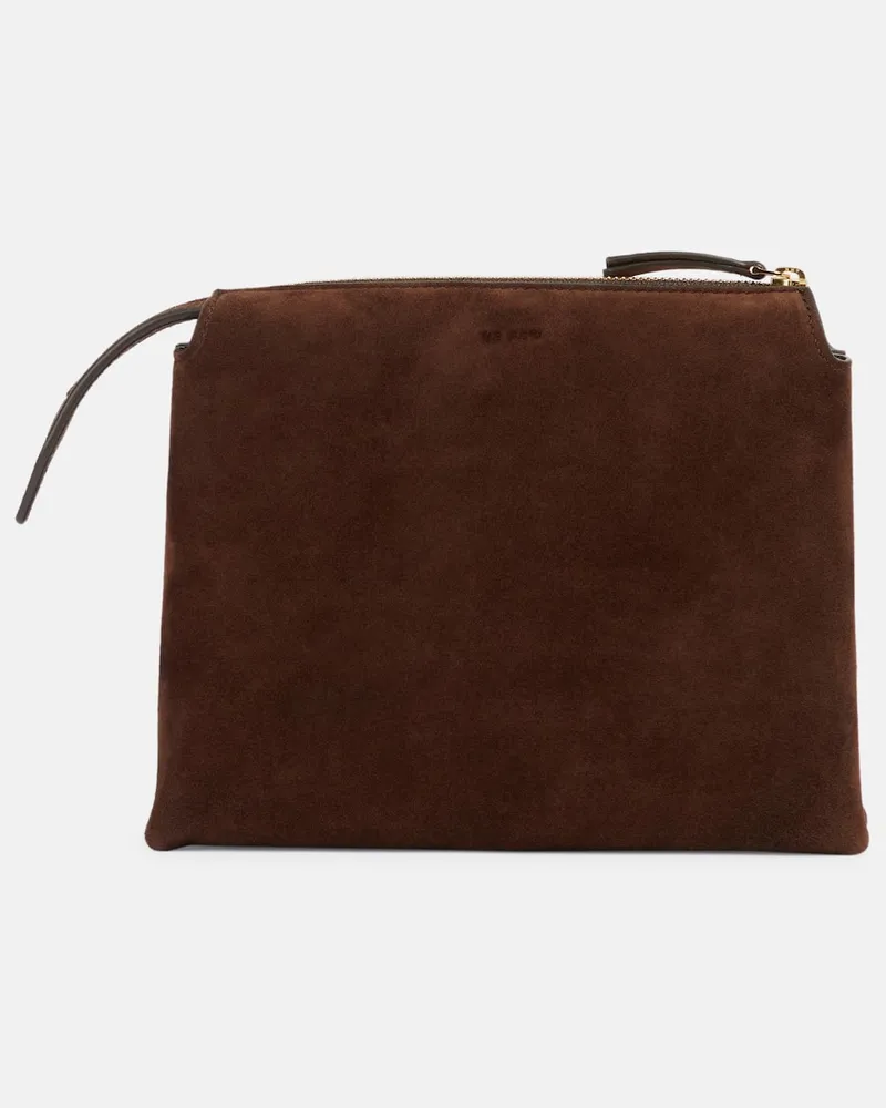 The Row Schultertasche Nu Mini Twin aus Veloursleder Braun