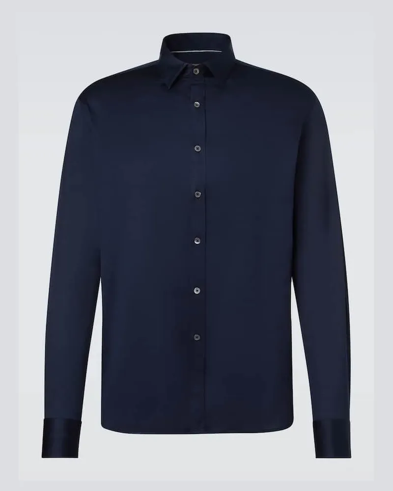 Canali Hemd aus Baumwoll-Jersey Blau