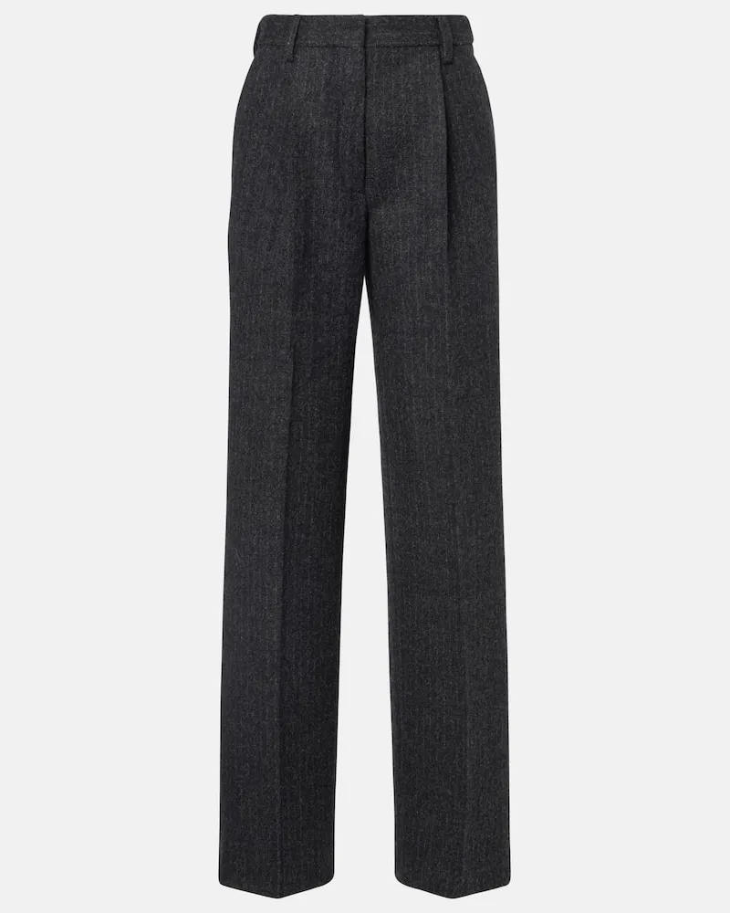 Dries van Noten Weite Hose aus Wolle Grau