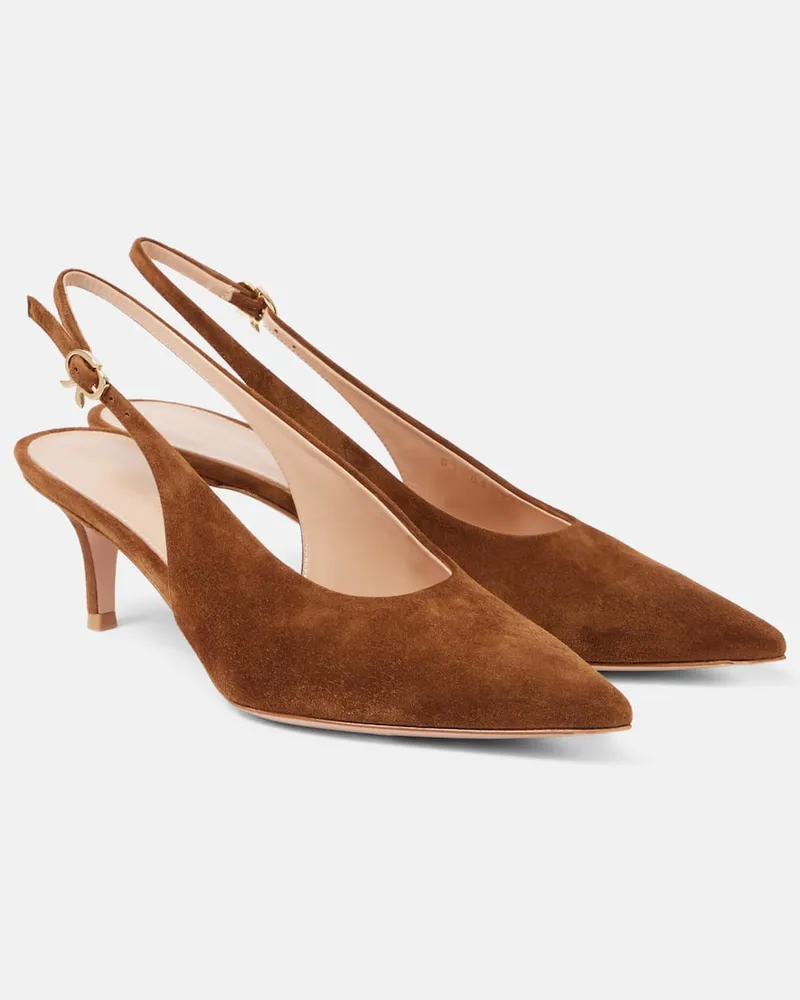 Gianvito Rossi Slingback-Pumps Robbie 55 aus Veloursleder Braun