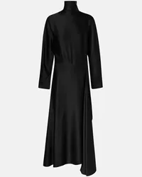 Alaïa Alaia Midikleid aus Satin Schwarz