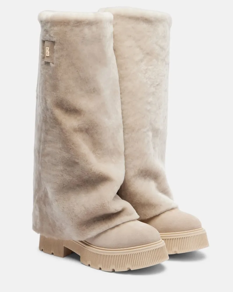 Bogner Stiefel Turin aus Shearling und Veloursleder Beige