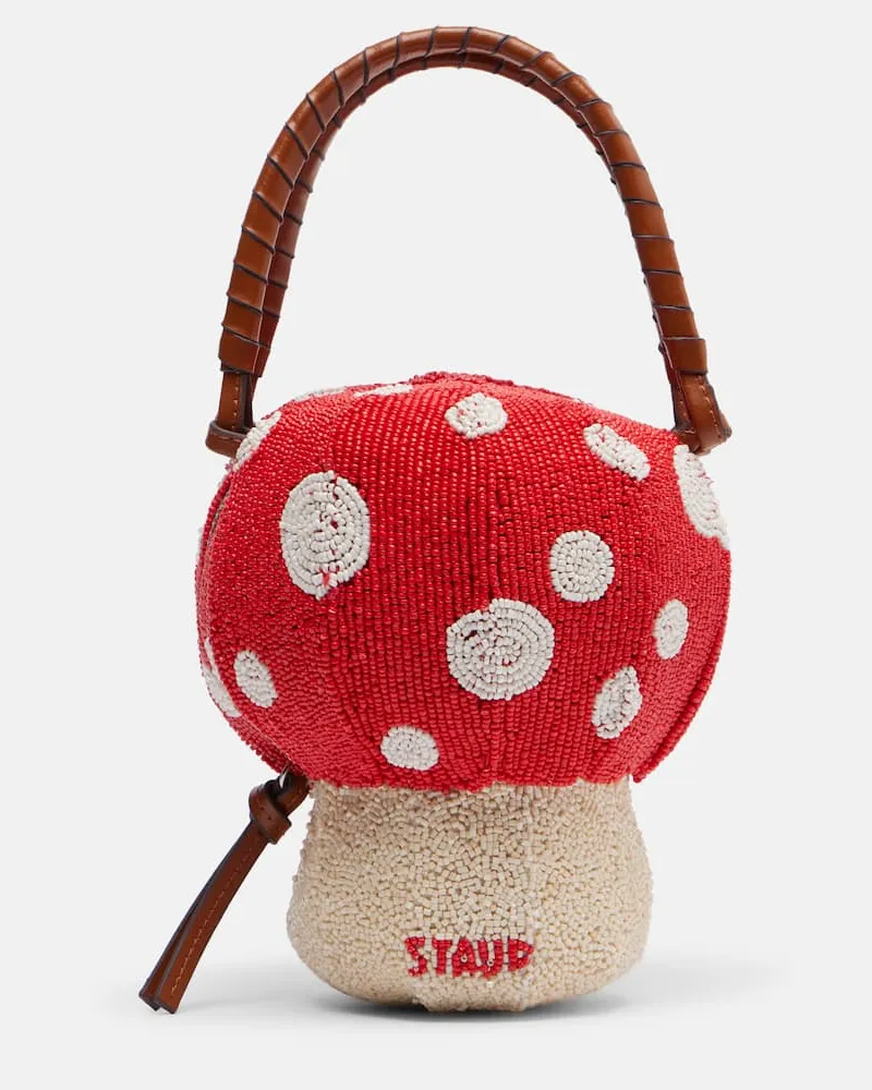 STAUD Verzierte Henkeltasche Shroom Mini Rot