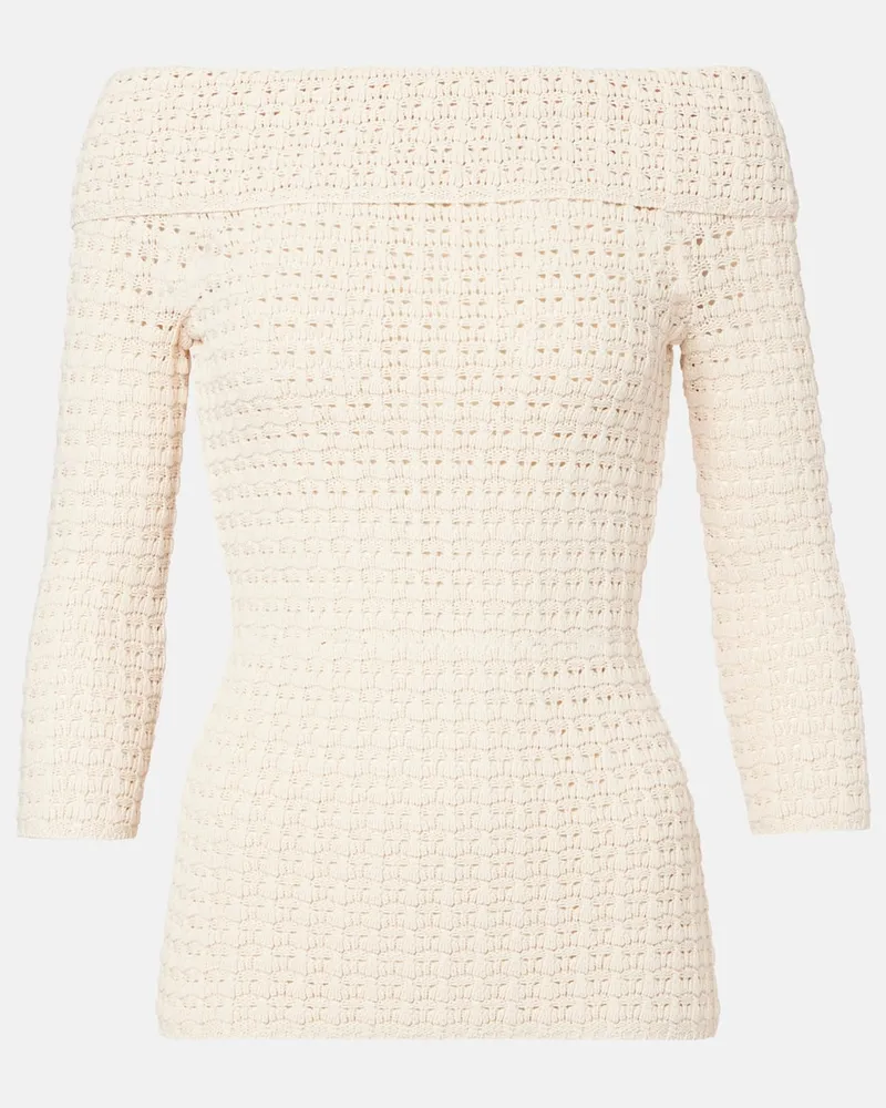 Isabel Marant Off-Shoulder-Top Dermottega aus Häkelstrick Weiß