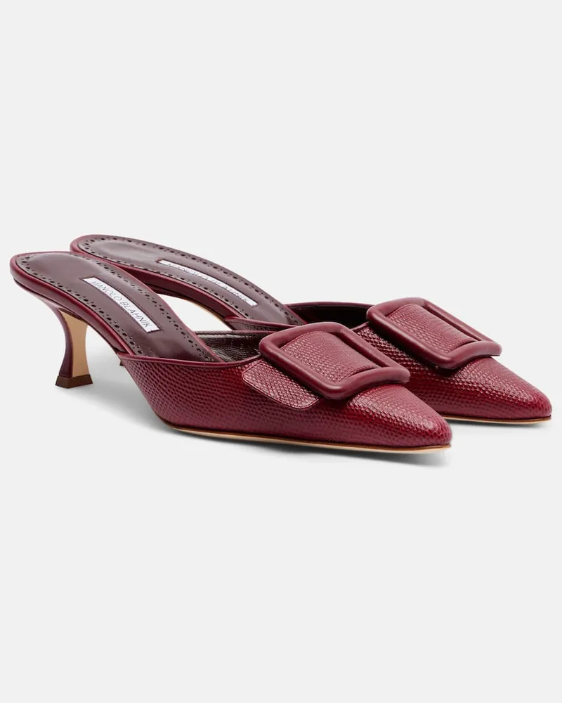 Manolo Blahnik Mules Maysale 50 aus Leder Rot