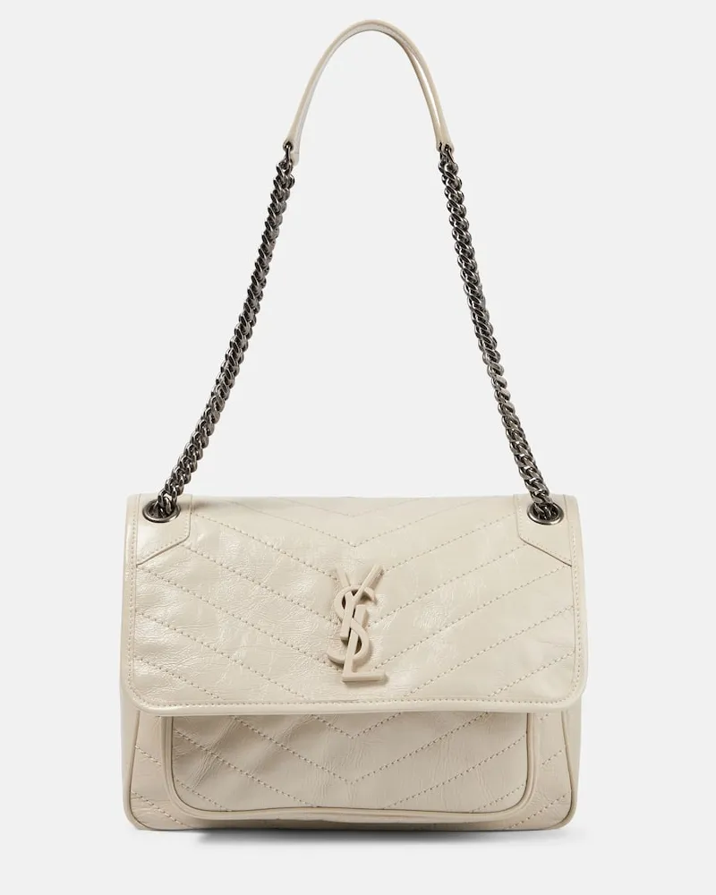 Saint Laurent Schultertasche Niki Medium aus Leder Weiß