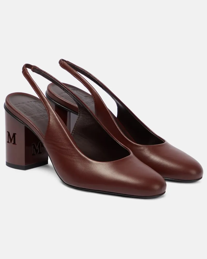Max Mara Slingback-Pumps Damiersli aus Leder Braun