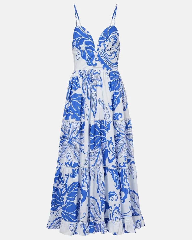 Poupette St Barth Bedrucktes Maxikleid Milena aus Baumwolle Blau