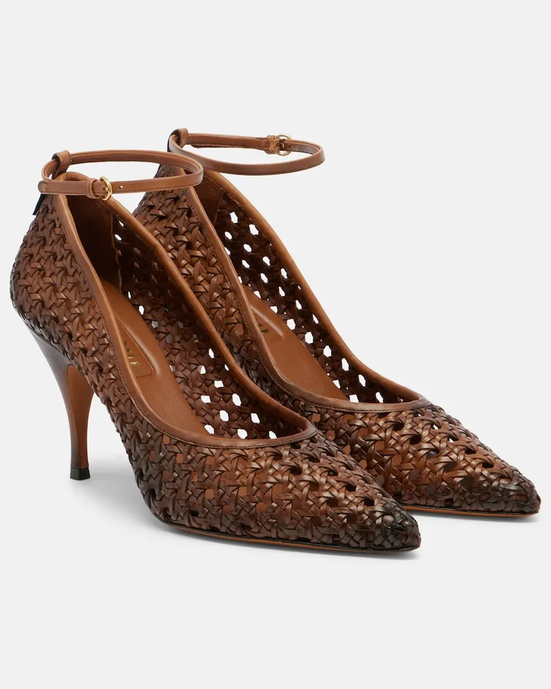 Miu Miu Pumps Woven aus Leder Braun
