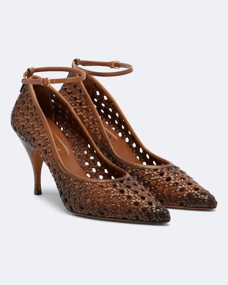 Miu Miu Pumps Woven aus Leder Braun