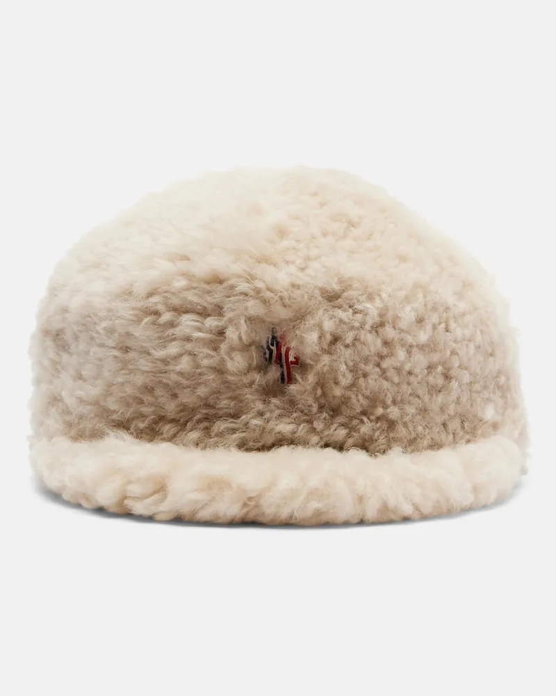 Moncler Mütze aus Shearling Weiß