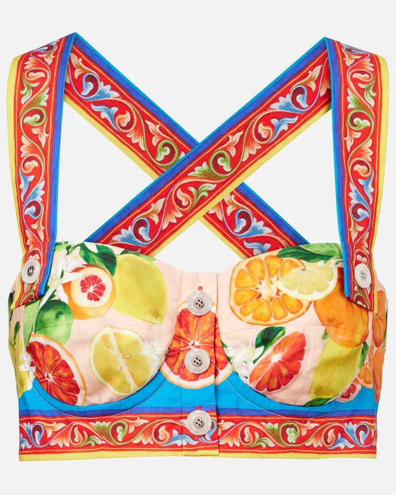 Dolce & Gabbana Bedrucktes Bralette Taormina aus Baumwolle Multicolor