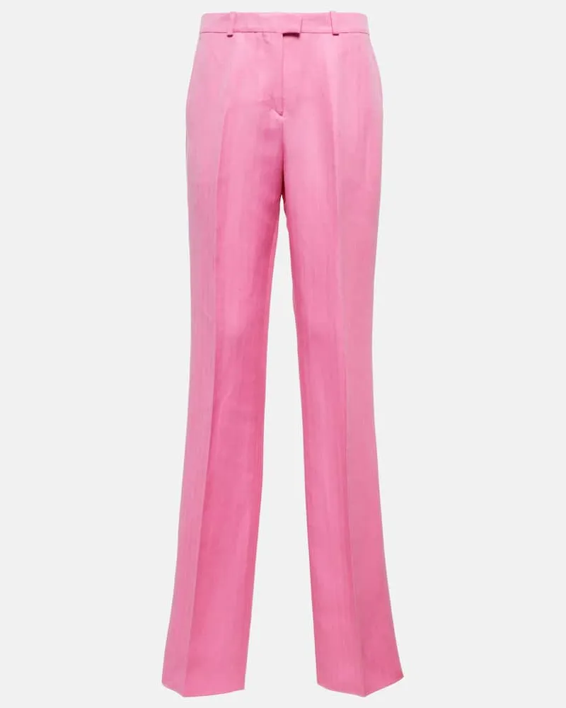 Etro Hose aus Leinen und Seide Rosa