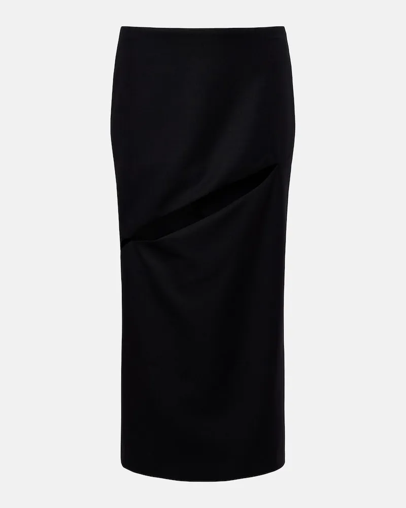 Jil Sander Midirock aus Wolle und Mohair Schwarz