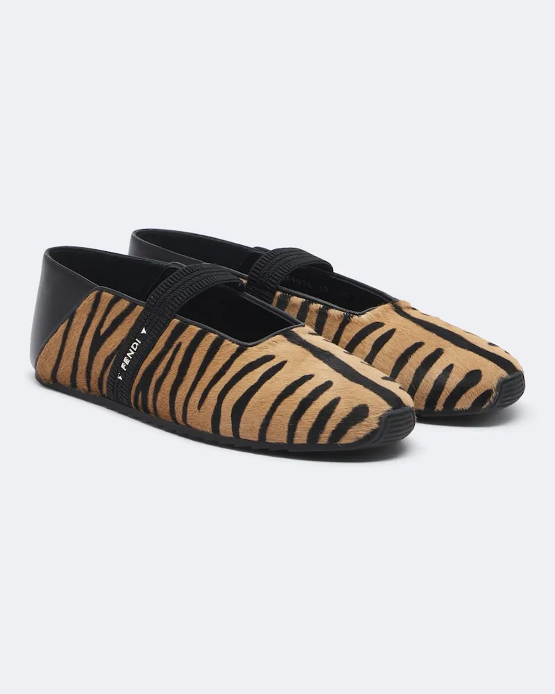 Fendi Ballerinas Fendi Academia aus Kalbshaar Braun