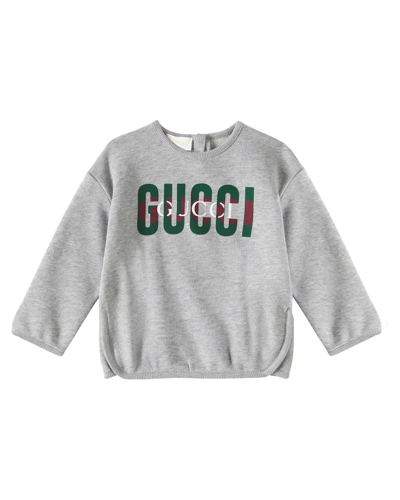 Gucci Baby Bedruckter Pullover aus Baumwolle Grau