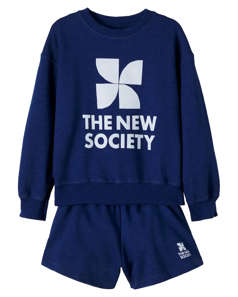 The New Society Set aus Sweatshirt und Shorts Blau