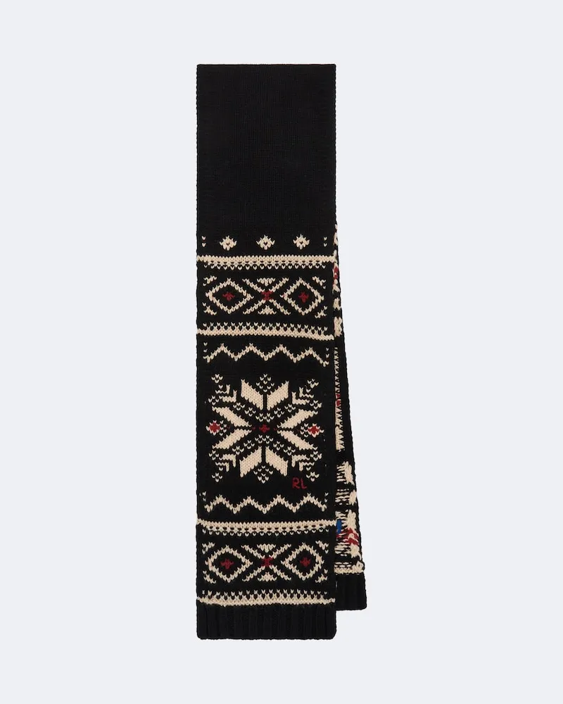 Ralph Lauren Schal aus Wolle, Baumwolle und Leinen Schwarz