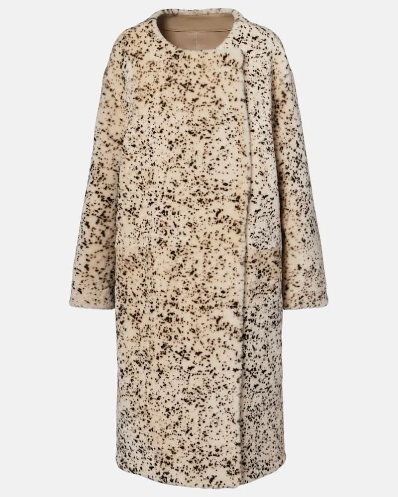 Totême Bedruckter Mantel aus Shearling Weiß