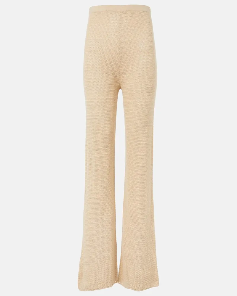 Posse Schlaghose Lennon aus Häkelstrick Beige