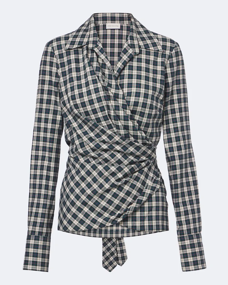 Dries van Noten Hemd aus Baumwollflanell Grün