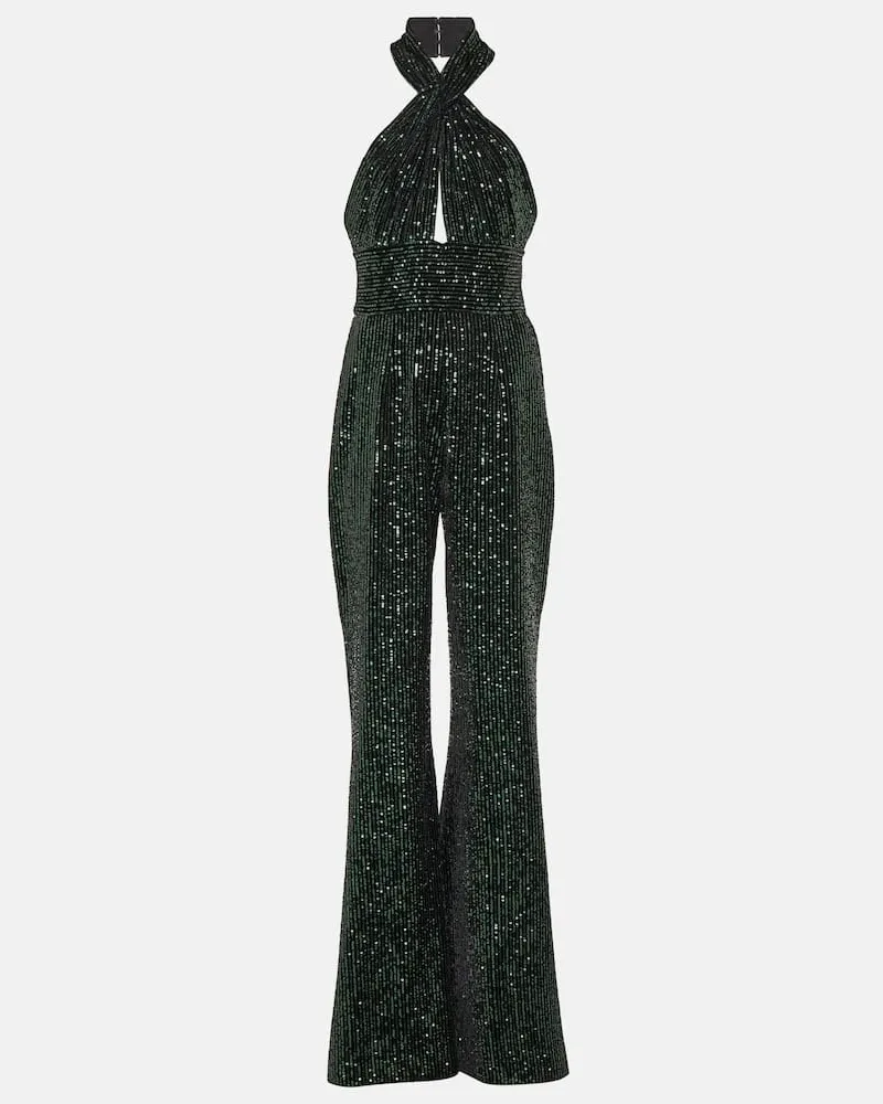 Elie Saab Jumpsuit mit Pailletten Grün