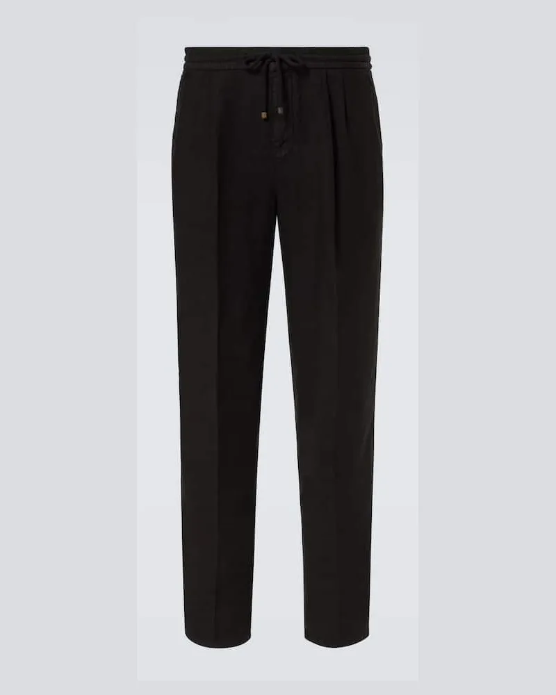 Brunello Cucinelli Chinohose aus Leinen Schwarz