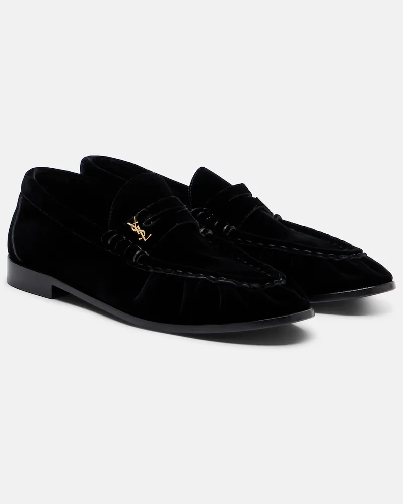 Saint Laurent Loafers Le Loafer aus Samt Schwarz