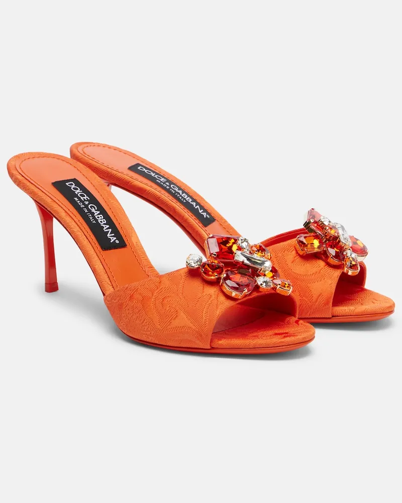 Dolce & Gabbana Verzierte Pantoletten aus Brokat Orange