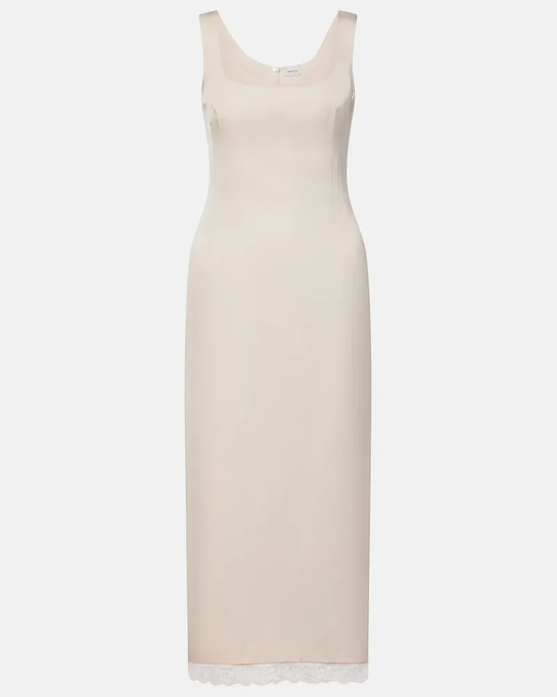 Magda Butrym Midikleid aus Baumwolle und Seide mit Spitze Weiß