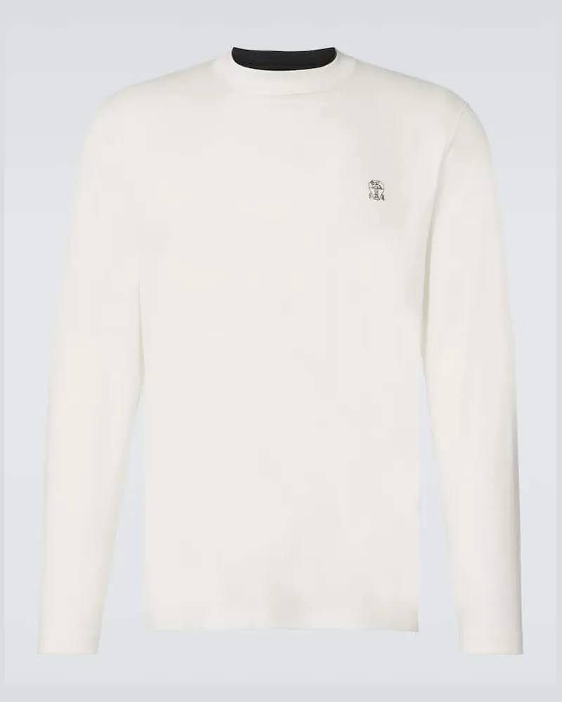 Brunello Cucinelli Longsleeve aus Baumwolle Weiß
