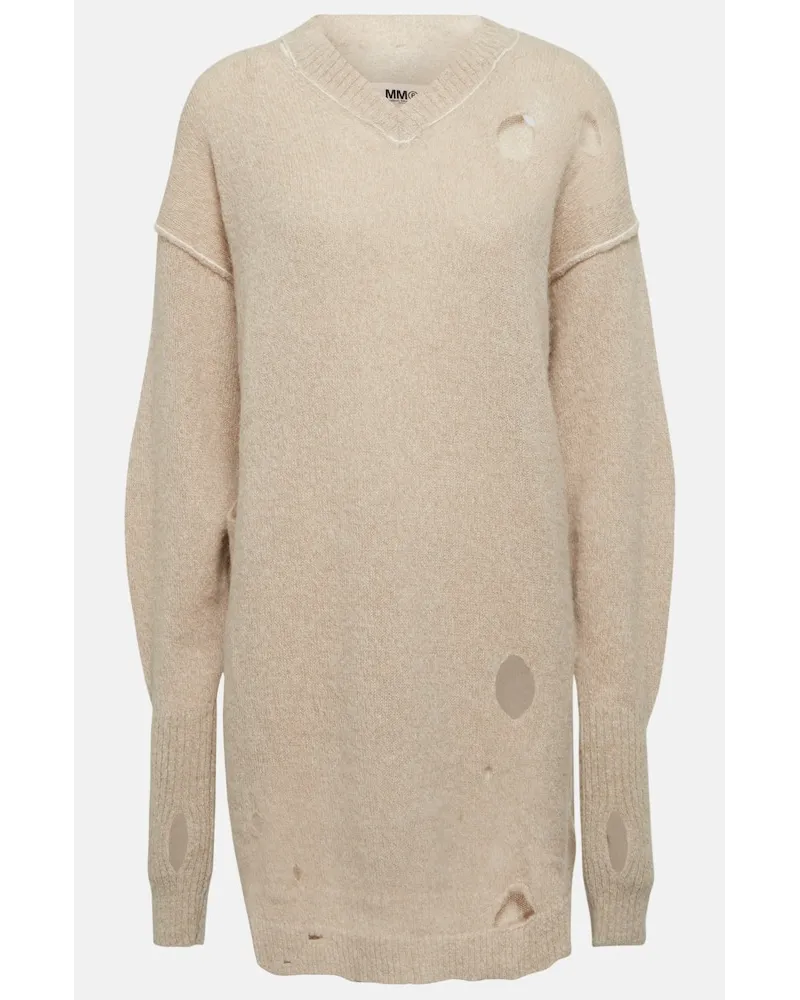 Maison Margiela Minikleid aus einem Alpakawollgemisch Beige