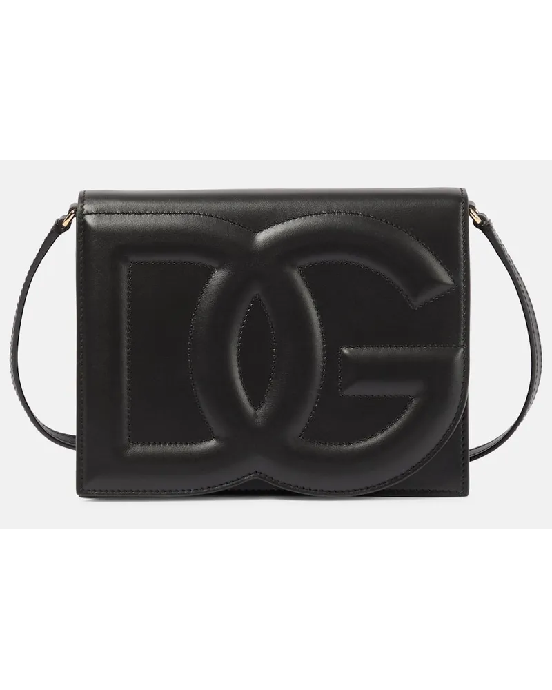 Dolce & Gabbana Schultertasche DG aus Leder Schwarz