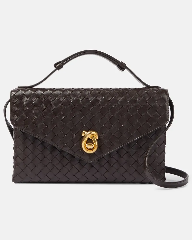 Bottega Veneta Schultertasche Knot Lock aus Leder Braun