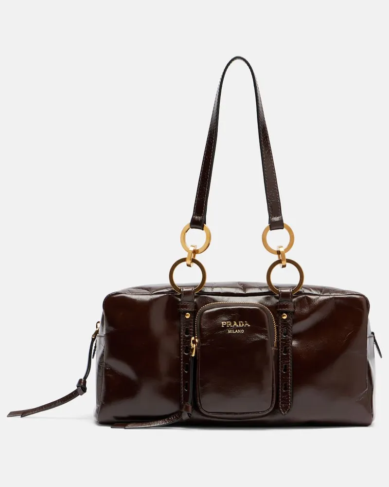 Prada Schultertasche Prada Dangle Medium aus Leder Braun
