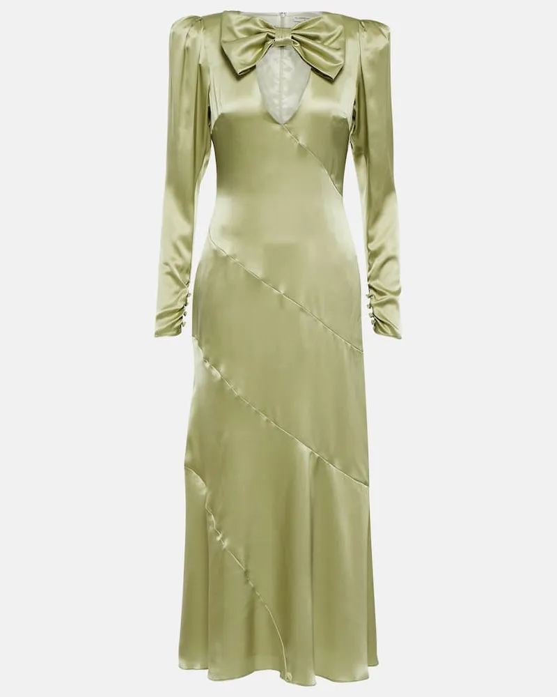 Alessandra Rich Verziertes Midikleid aus Seide Grün