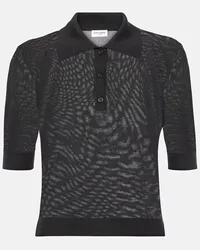 Saint Laurent Polopullover aus Kaschmir, Wolle und Seide Schwarz