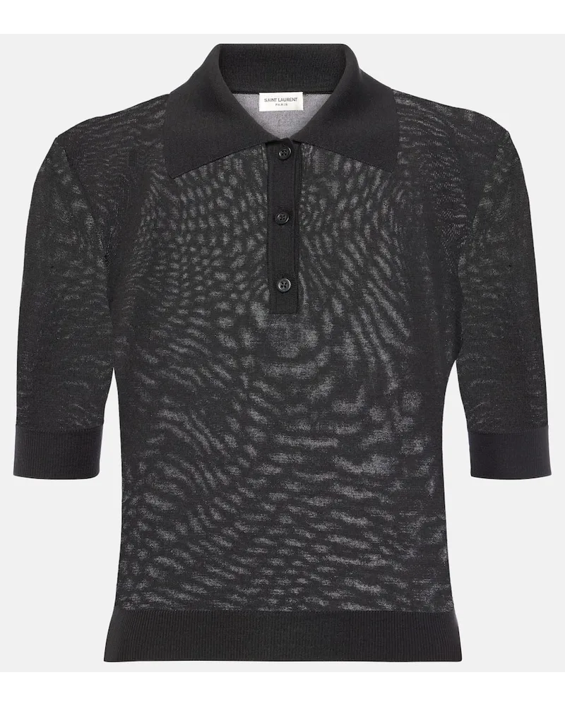 Saint Laurent Polopullover aus Kaschmir, Wolle und Seide Schwarz