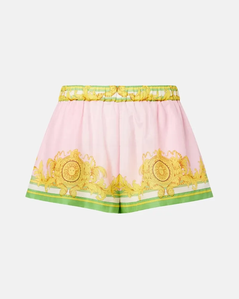 Versace Bedruckte Shorts aus Baumwolle und Seiden-Voile Multicolor
