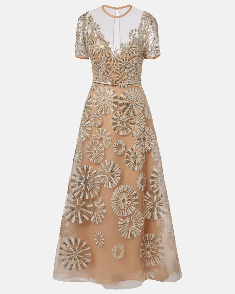 Elie Saab Robe mit Pailletten Beige